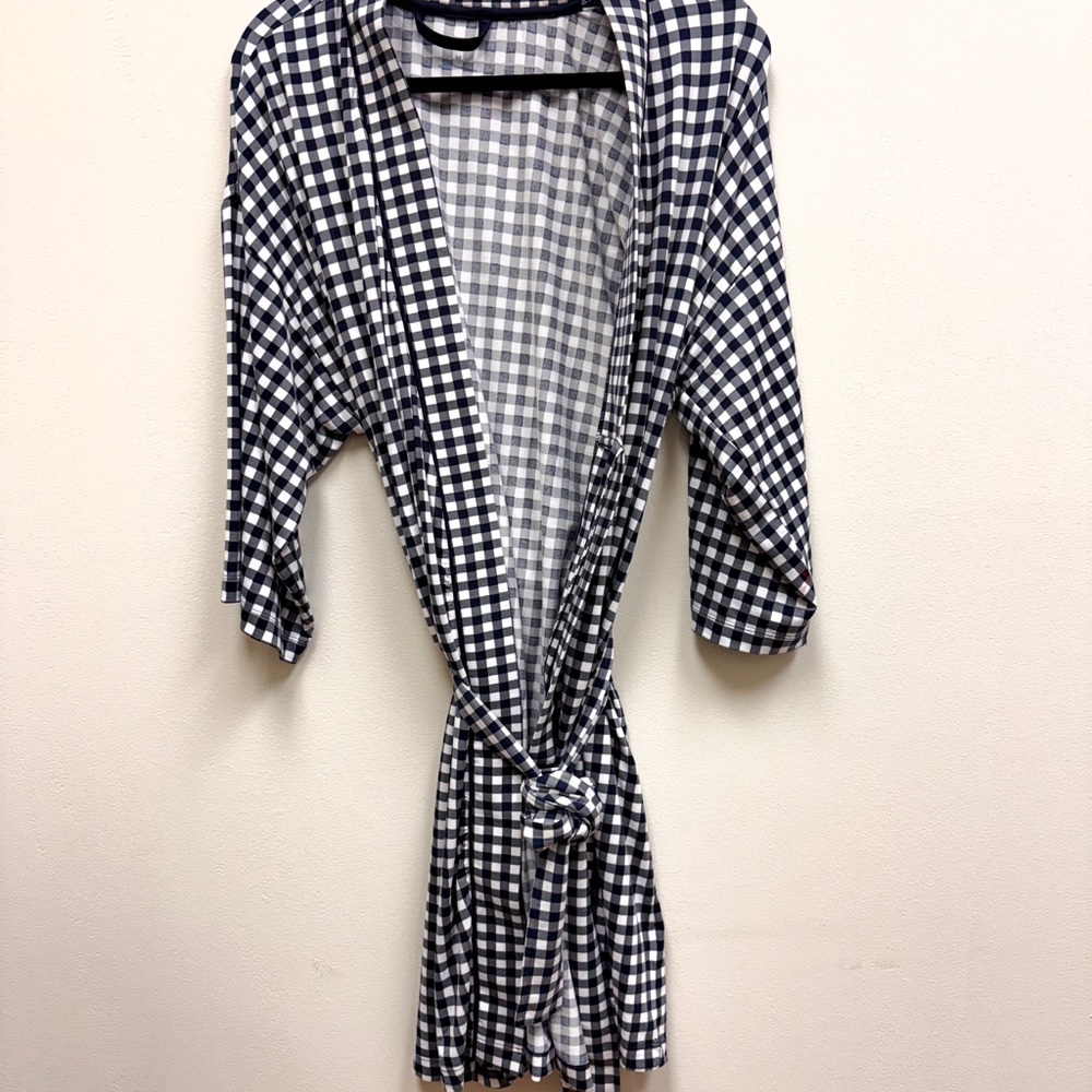 Draper James Blue Gingham Robe Size Medium